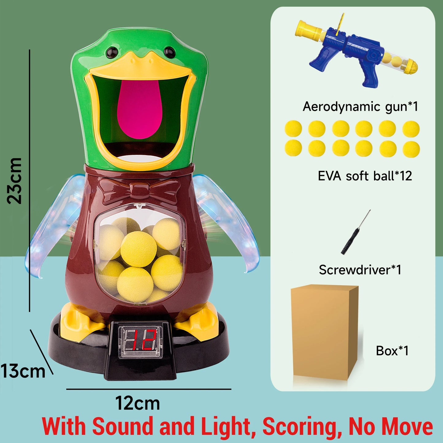 Hungry Shooting Duck Toys Luftbetriebene Pistole Soft Bullet Ball mit Licht Elektronische Scoring Battle Games Lustiges Pistolenspielzeug für Kinder