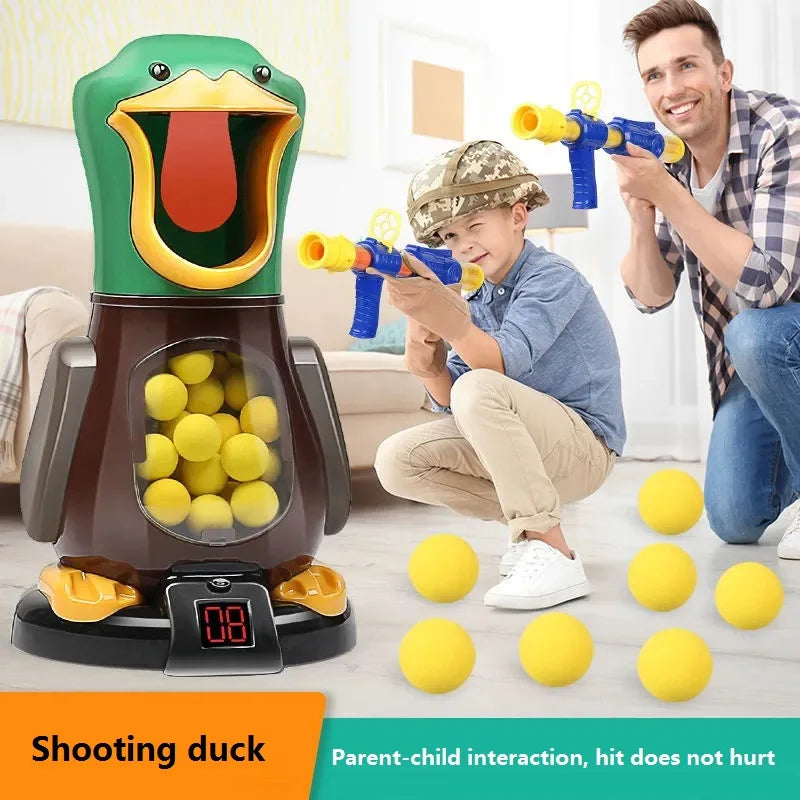 Hungry Shooting Duck Toys Luftbetriebene Pistole Soft Bullet Ball mit Licht Elektronische Scoring Battle Games Lustiges Pistolenspielzeug für Kinder