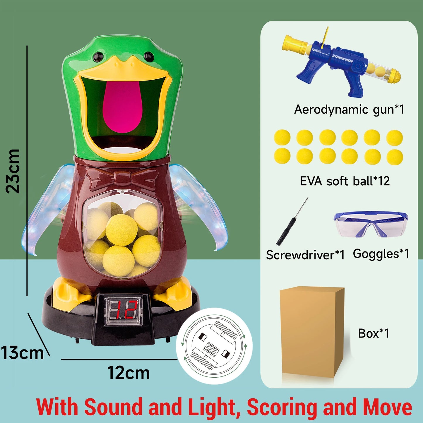 Hungry Shooting Duck Toys Luftbetriebene Pistole Soft Bullet Ball mit Licht Elektronische Scoring Battle Games Lustiges Pistolenspielzeug für Kinder