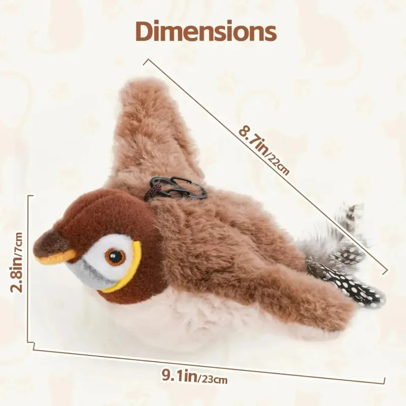 Interactive Cat Toys learning hunting  Rechargeable Chirping Flapping Bird with Catnip for Indoor Cats Touch Activated Plush Toy