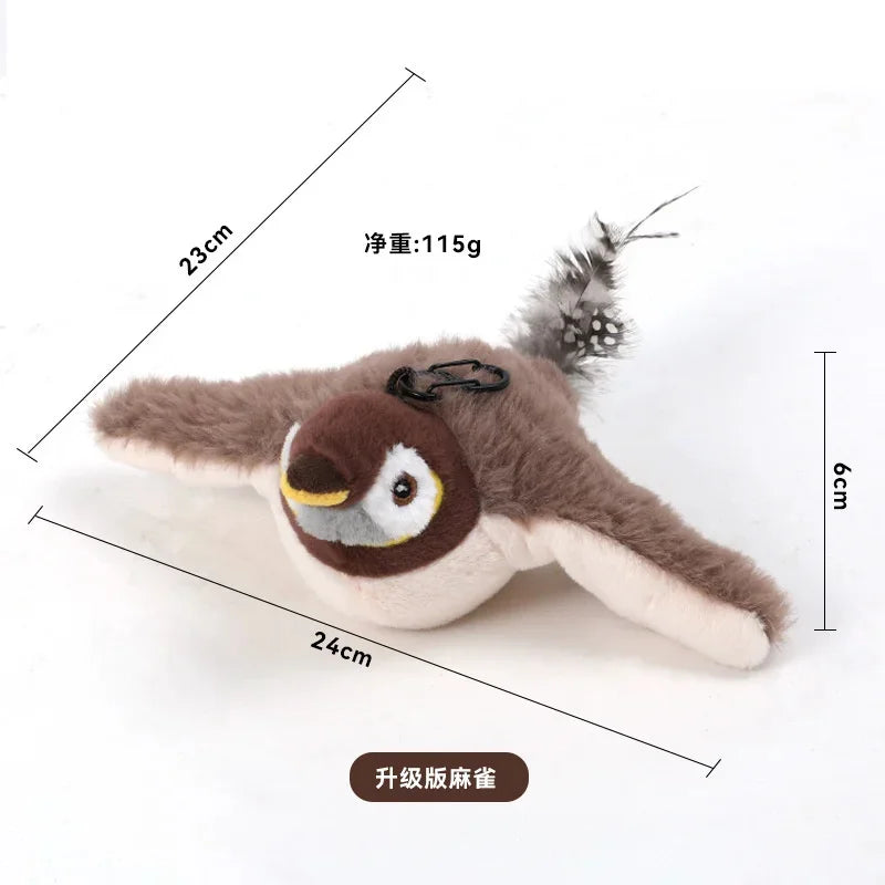 Interactive Cat Toys learning hunting  Rechargeable Chirping Flapping Bird with Catnip for Indoor Cats Touch Activated Plush Toy