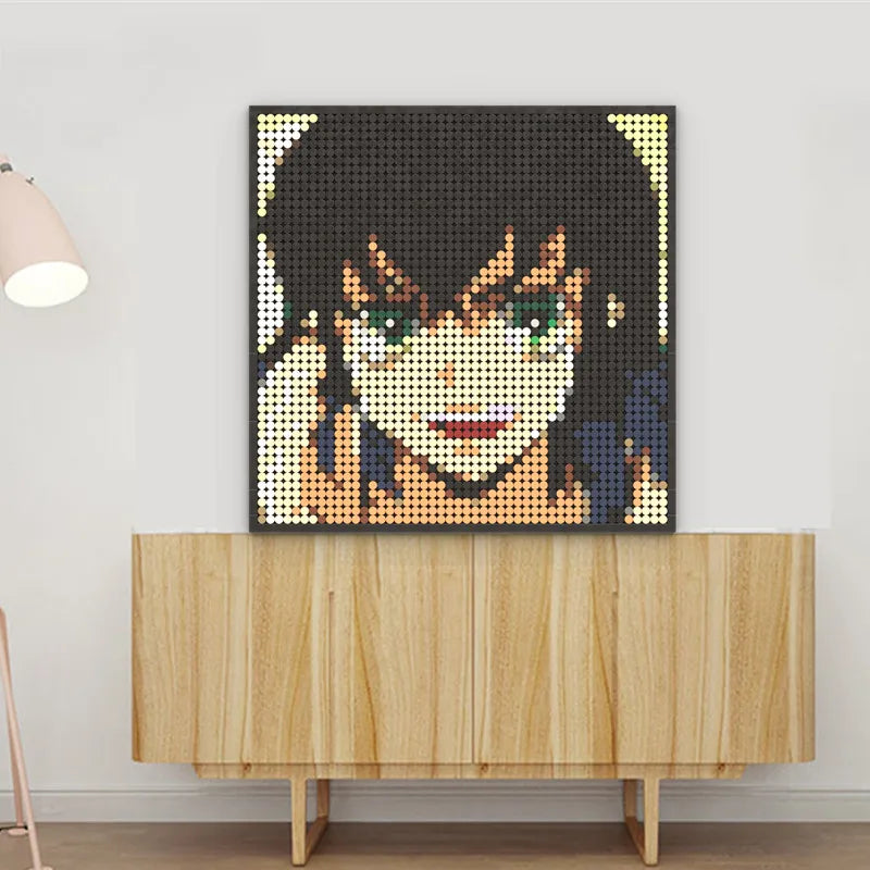 Japan Anime Demon Slayer Akaza Rui Iguro Obanai Tanjirou Kamado Nezuko Agatsuma Zenitsu Blocks Brick Pixel Art Decoration Paint