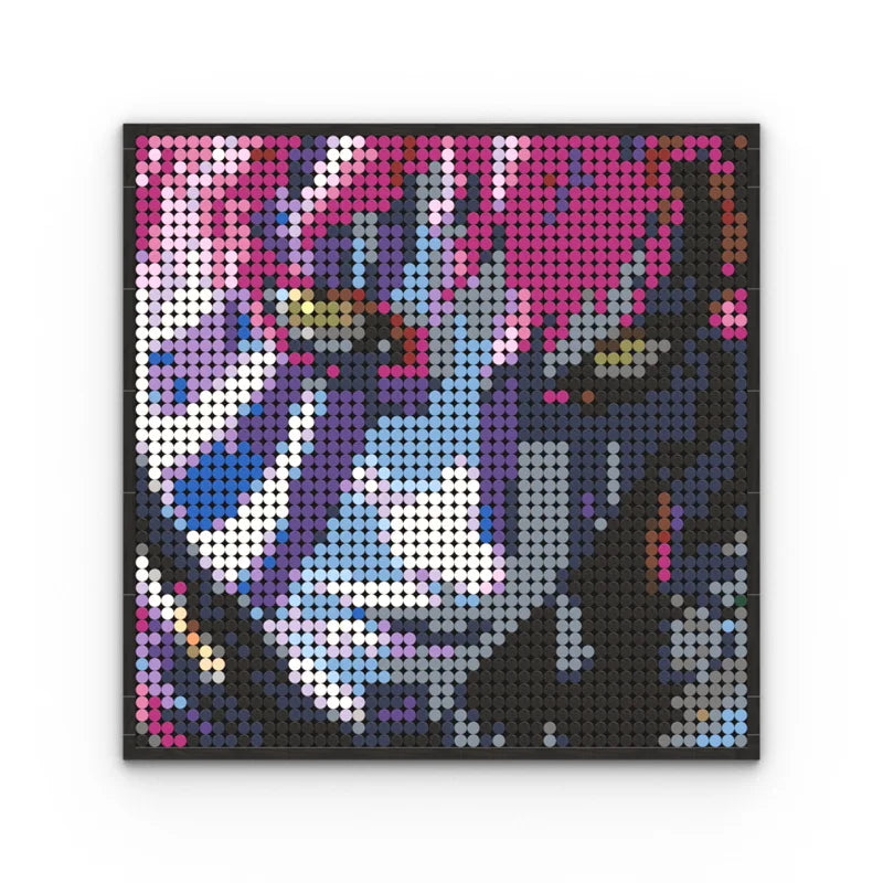 Japan Anime Demon Slayer Akaza Rui Iguro Obanai Tanjirou Kamado Nezuko Agatsuma Zenitsu Blocks Brick Pixel Art Decoration Paint