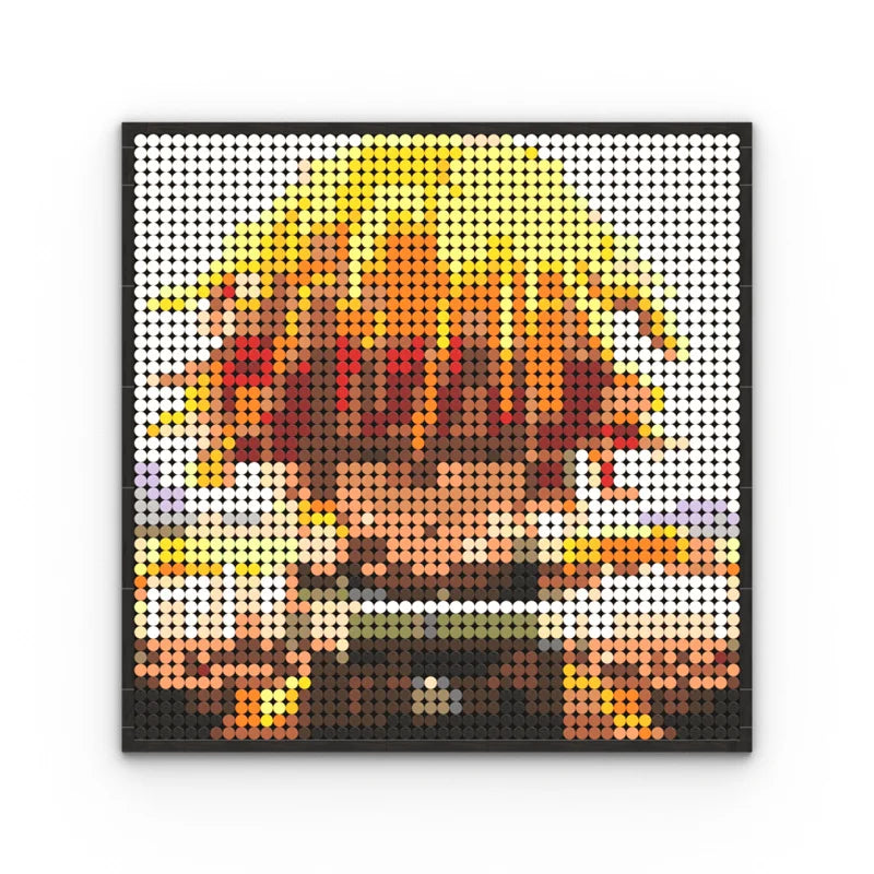 Japan Anime Demon Slayer Akaza Rui Iguro Obanai Tanjirou Kamado Nezuko Agatsuma Zenitsu Blocks Brick Pixel Art Decoration Paint