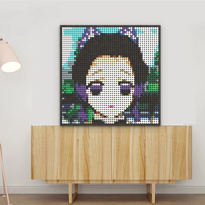 Japan Anime Demon Slayer Akaza Rui Iguro Obanai Tanjirou Kamado Nezuko Agatsuma Zenitsu Blocks Brick Pixel Art Decoration Paint