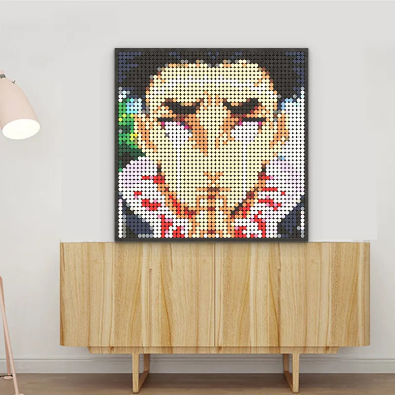 Japan Anime Demon Slayer Akaza Rui Iguro Obanai Tanjirou Kamado Nezuko Agatsuma Zenitsu Blocks Brick Pixel Art Decoration Paint