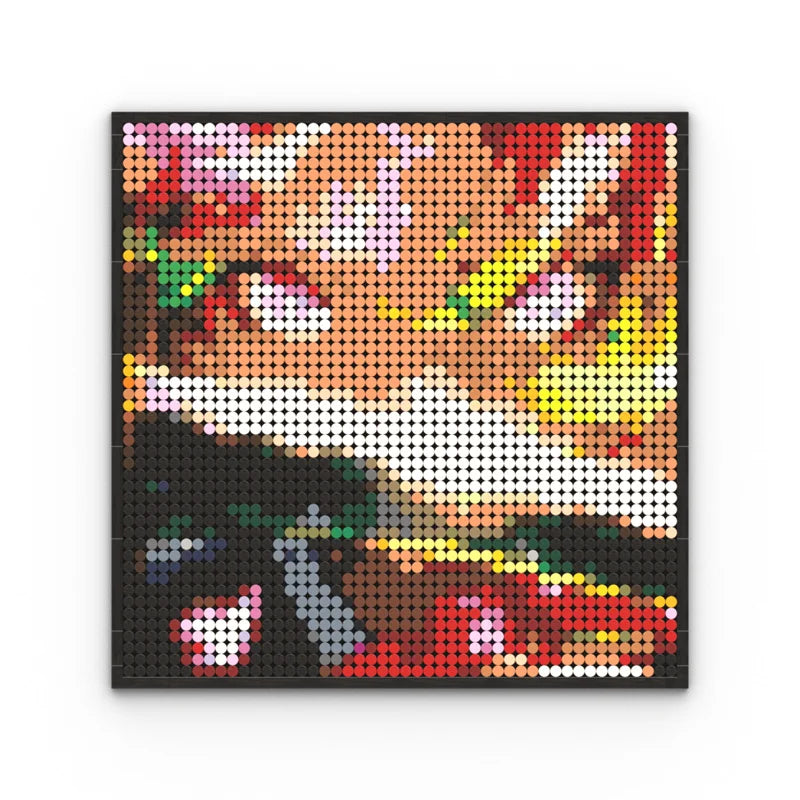 Japan Anime Demon Slayer Akaza Rui Iguro Obanai Tanjirou Kamado Nezuko Agatsuma Zenitsu Blocks Brick Pixel Art Decoration Paint