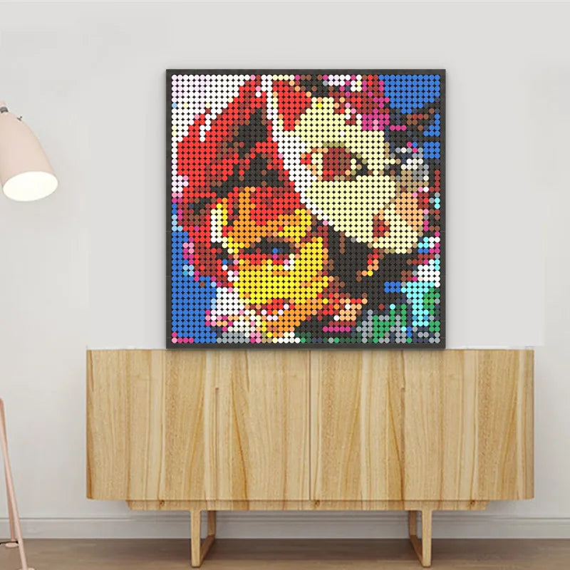 Japan Anime Demon Slayer Akaza Rui Iguro Obanai Tanjirou Kamado Nezuko Agatsuma Zenitsu Blocks Brick Pixel Art Decoration Paint