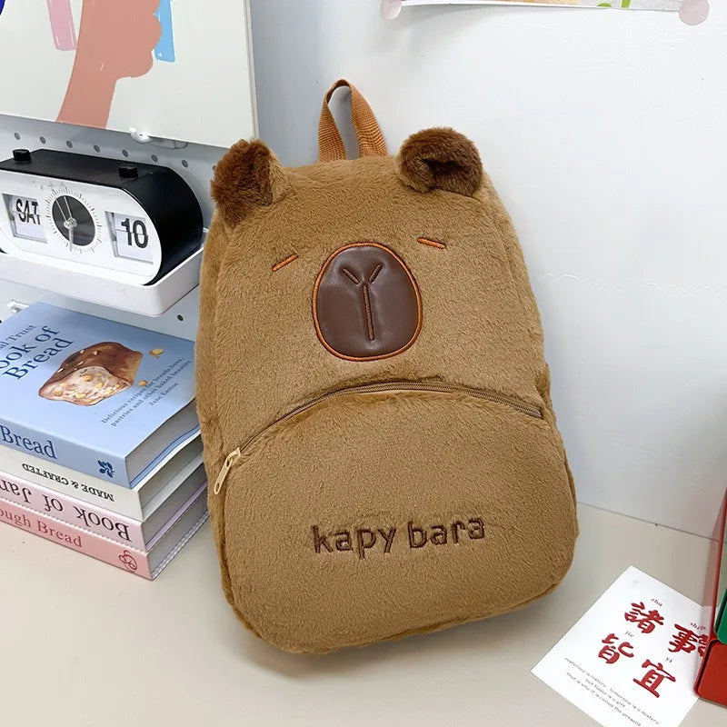 Kawaii Capybara Plush Backpack for Women Versatile Cartoon Funny Capibala Crossbody Bag aLrge Capacity Tote Bag