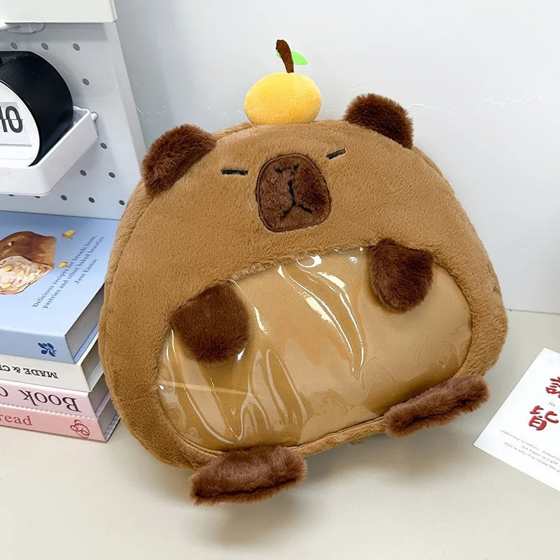 Kawaii Capybara Plush Backpack for Women Versatile Cartoon Funny Capibala Crossbody Bag aLrge Capacity Tote Bag