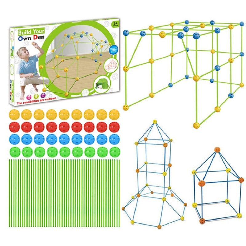 Kids Construction Forts Toys Building Castles Tunnels Tents Kit 3D Play House Building Toys For Children Gifts Building Block