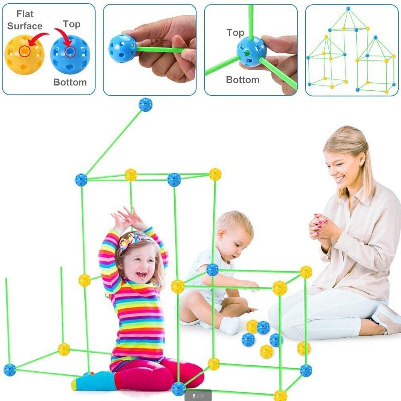 Kids Construction Forts Toys Building Castles Tunnels Tents Kit 3D Play House Building Toys For Children Gifts Building Block