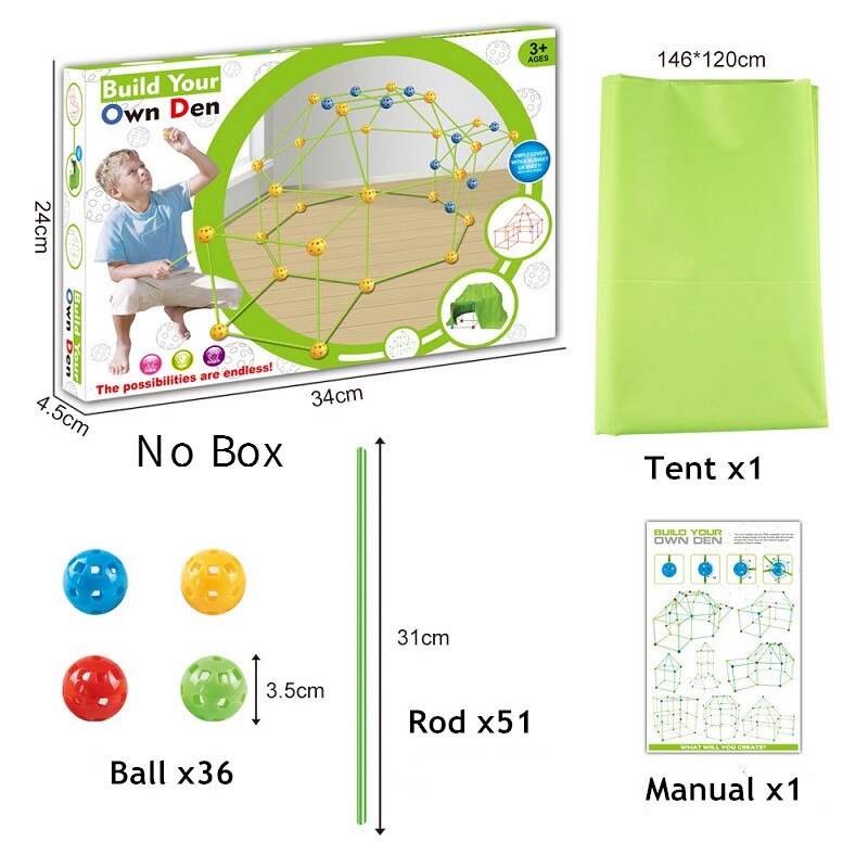 Kids Construction Forts Toys Building Castles Tunnels Tents Kit 3D Play House Building Toys For Children Gifts Building Block