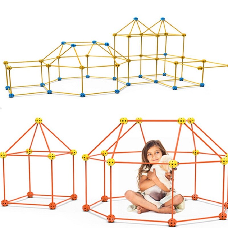 Kids Construction Forts Toys Building Castles Tunnels Tents Kit 3D Play House Building Toys For Children Gifts Building Block