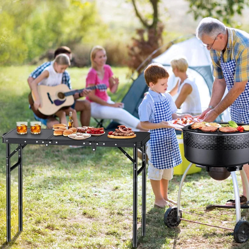 Klappbarer Campingtisch mit Aufbewahrungsnetz, 91 cm großer Campingtisch, Klapptisch aus Aluminium mit 3 Höhenverstellbarkeit, max. 27,1 Zoll Tisch