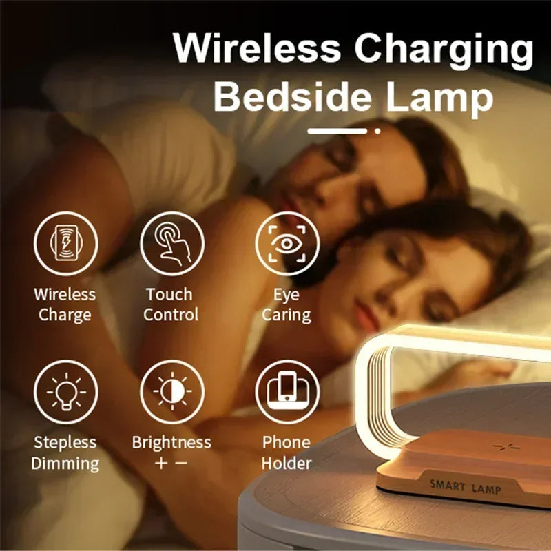 LED  Night Light Wireless Charger Stand Table Desk Lamp Mobile Phone Holder Fast Charging Station Dock For iPhone Samsung Xiaomi