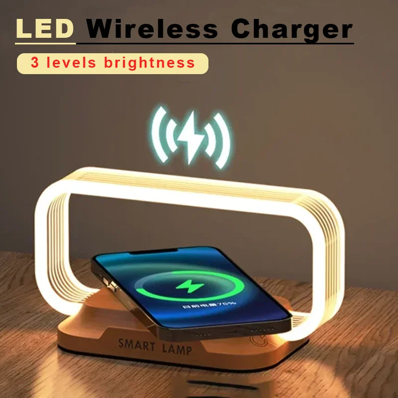 LED  Night Light Wireless Charger Stand Table Desk Lamp Mobile Phone Holder Fast Charging Station Dock For iPhone Samsung Xiaomi