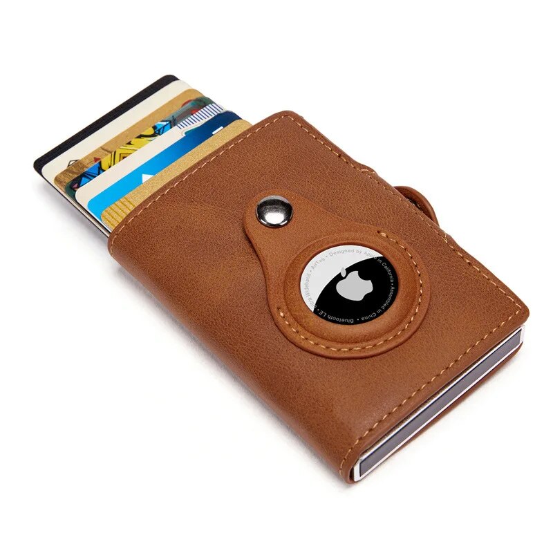 Leather Airtag Wallet Men Women ID Credit Card Holder Wallet With Apple AirTags Tracker Case Anti-lost PU Protection Shell Cover