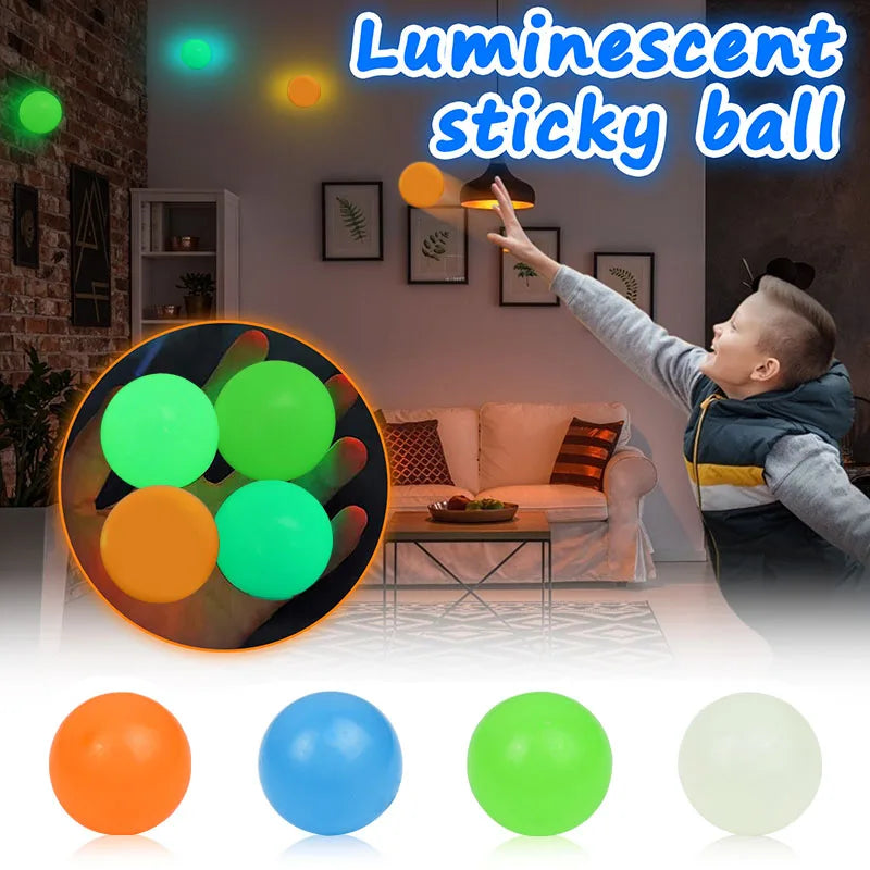 Luminoso Wall Target Ball Sucker giocattoli di decompressione appiccicosi Squeeze Ball For Kid Teen Adult Colorful TPR Toy Balls colore casuale