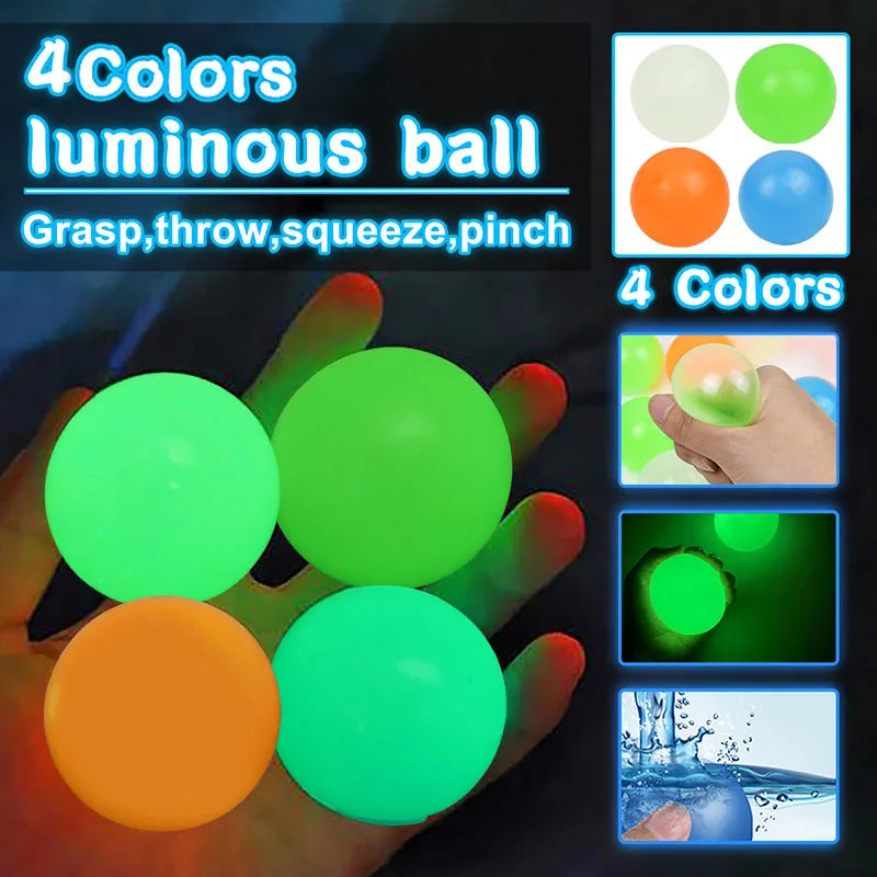 Luminoso Wall Target Ball Sucker giocattoli di decompressione appiccicosi Squeeze Ball For Kid Teen Adult Colorful TPR Toy Balls colore casuale