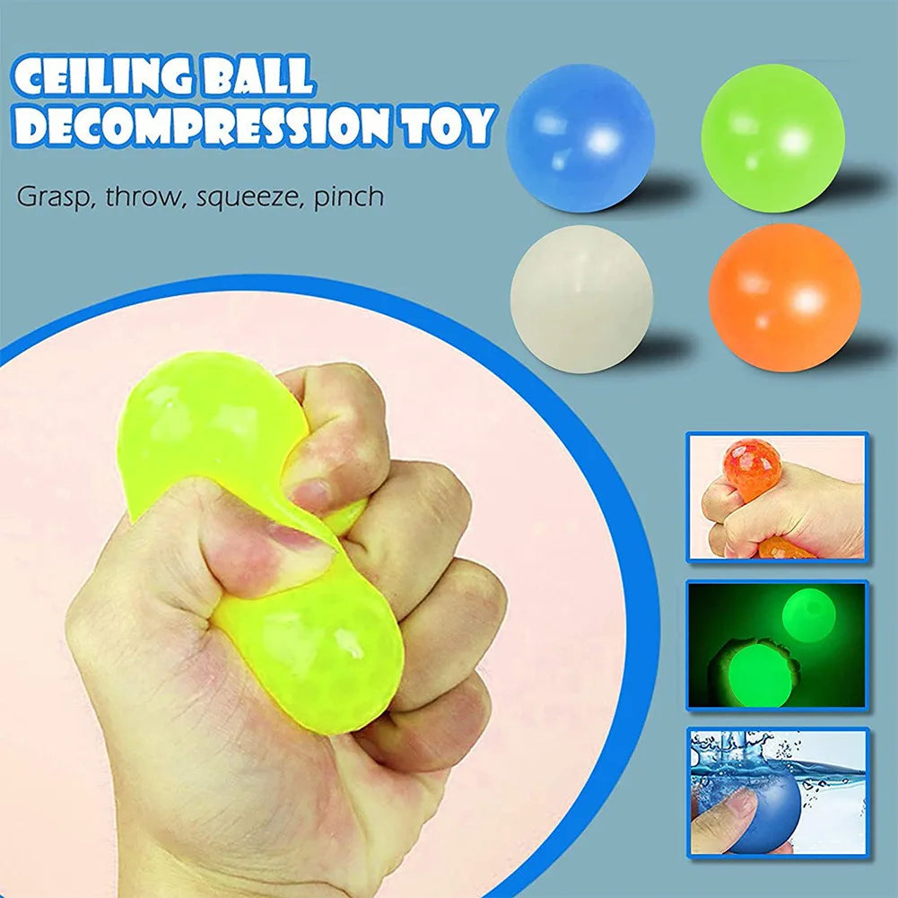 Luminoso Wall Target Ball Sucker giocattoli di decompressione appiccicosi Squeeze Ball For Kid Teen Adult Colorful TPR Toy Balls colore casuale
