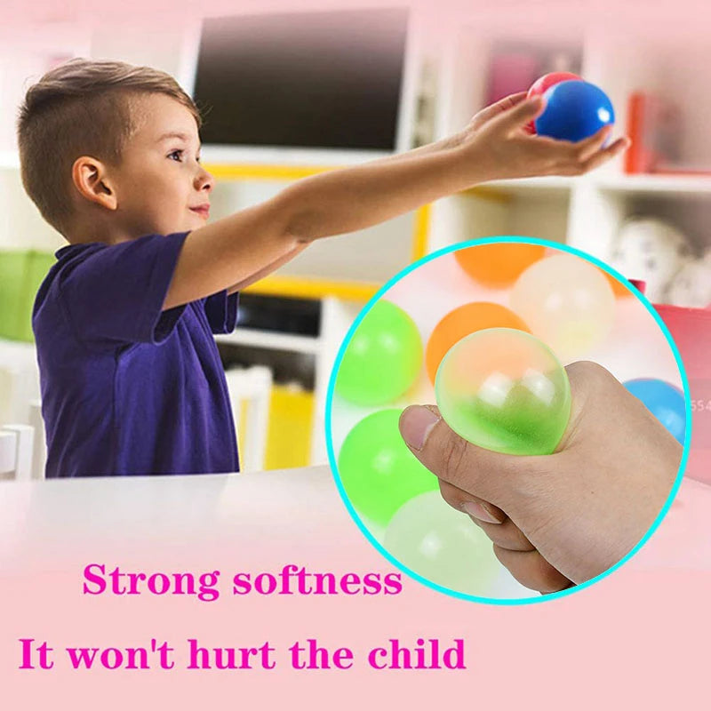 Luminoso Wall Target Ball Sucker giocattoli di decompressione appiccicosi Squeeze Ball For Kid Teen Adult Colorful TPR Toy Balls colore casuale