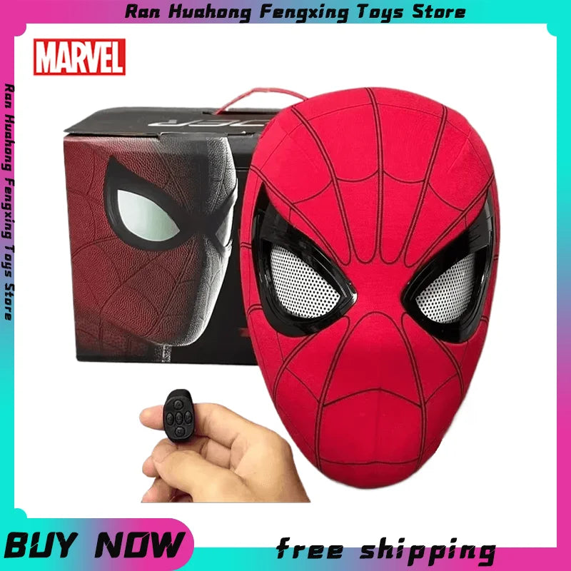 Mascara Spiderman Headgear Mask Cosplay Moving Eyes Electronic Mask Spider Man 1:1 Remote Control Elastic Toys Adults Kids Gift