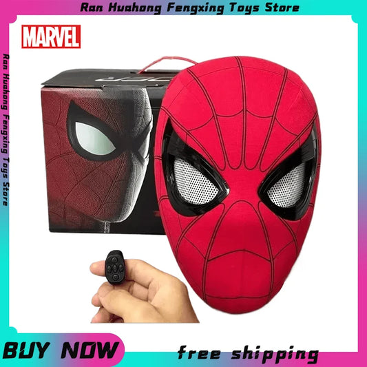 Mascara Spiderman Headgear Mask Cosplay Moving Eyes Electronic Mask Spider Man 1:1 Remote Control Elastic Toys Adults Kids Gift