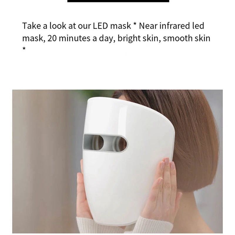 Maschera facciale a LED per la cura della pelle del viso, maschera a luce rossa per viso, infrarossi, maschera a luce rossa e blu per la cura della pelle facile da installare