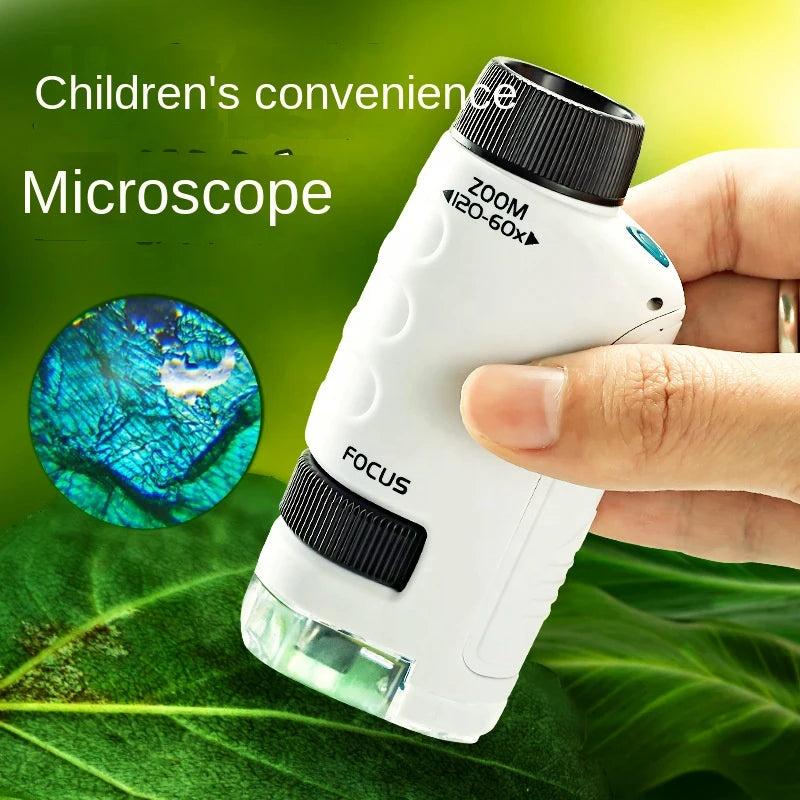 Mini Microscope de Poche avec Lumière LED pour Enfant, Potence, Jouet, Science, Extérieur, Nouvelle Usine, 60-120x