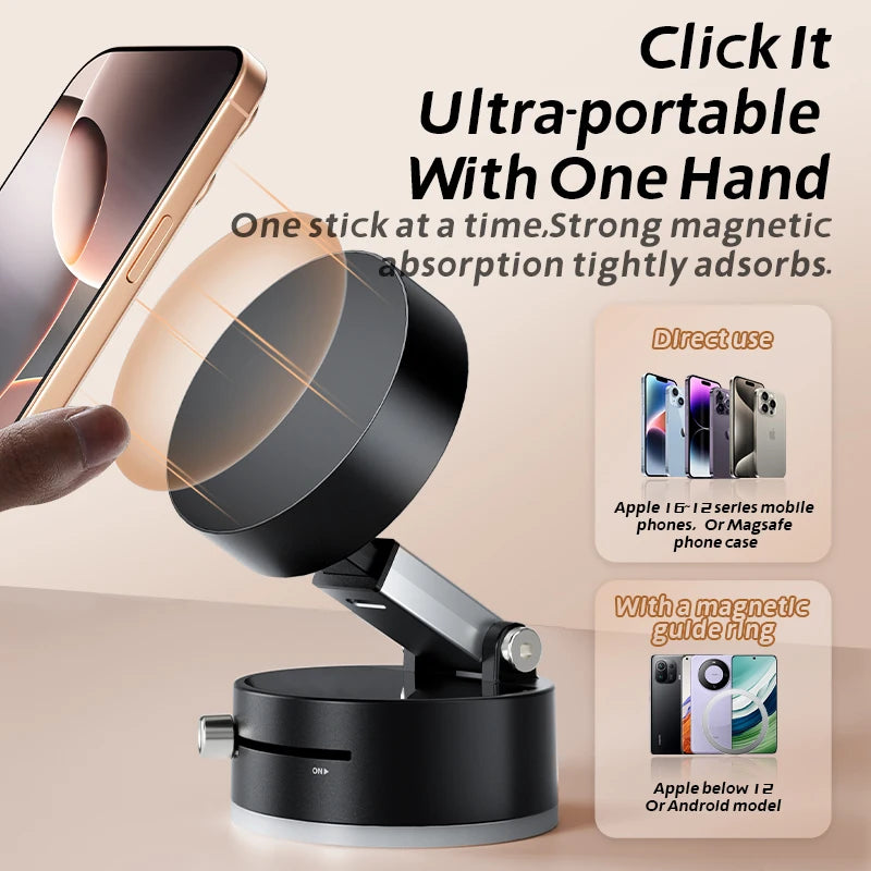 Mini Vacuum Double Side Magnetic Suction Cup Holder Foldable Kitchen Lazy Phone Bracket  For iPhone Android Smartphone