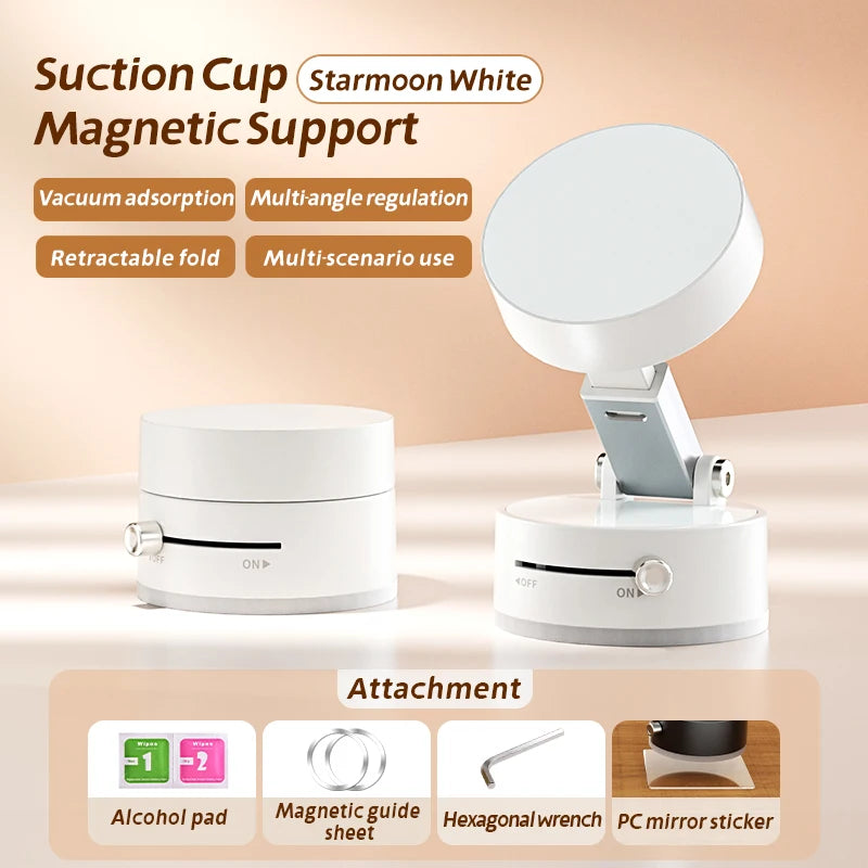 Mini Vacuum Double Side Magnetic Suction Cup Holder Foldable Kitchen Lazy Phone Bracket  For iPhone Android Smartphone