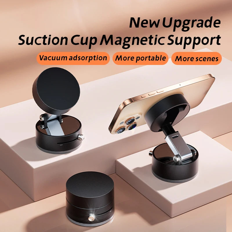 Mini Vacuum Double Side Magnetic Suction Cup Holder Foldable Kitchen Lazy Phone Bracket  For iPhone Android Smartphone