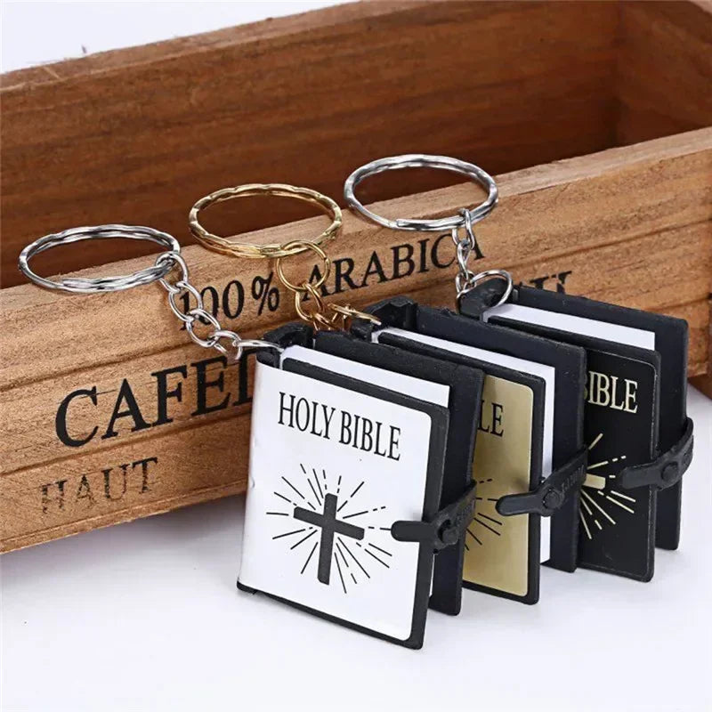 Mini heilige Bibel Schlüssel anhänger Buch Schlüssel bund Religion englische Version Christian Jesus Schlüssel ring Schlüssel ring Geschenk Gebet Gott segne s112