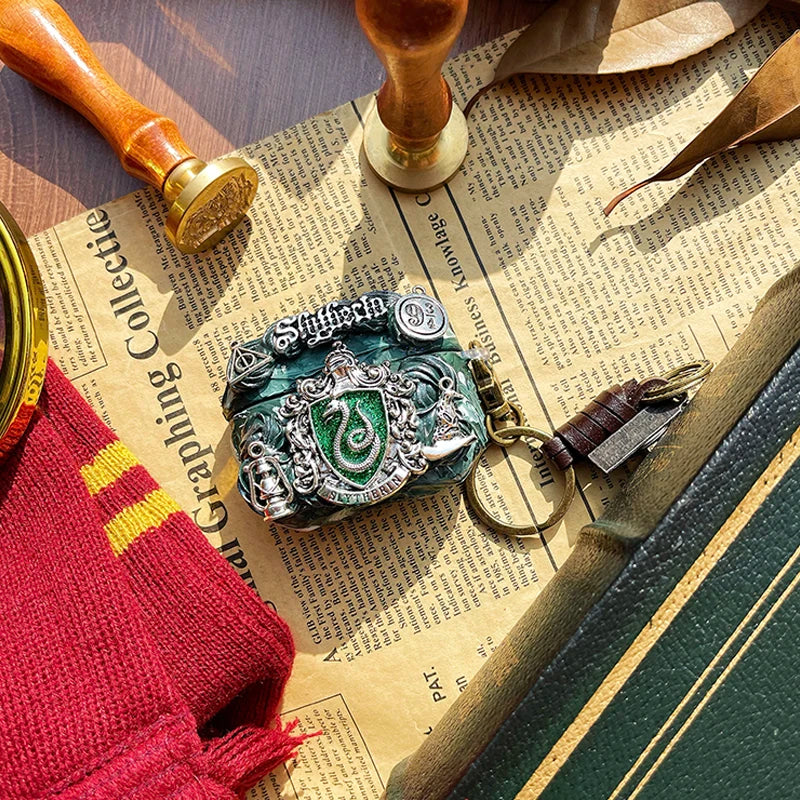 Miniso Harry Potter Gryffindor Hufflepuff Ravenclaw Slytherin Capa para fone de ouvido Bluetooth adequada para Airpods 4-Pro 2a geração