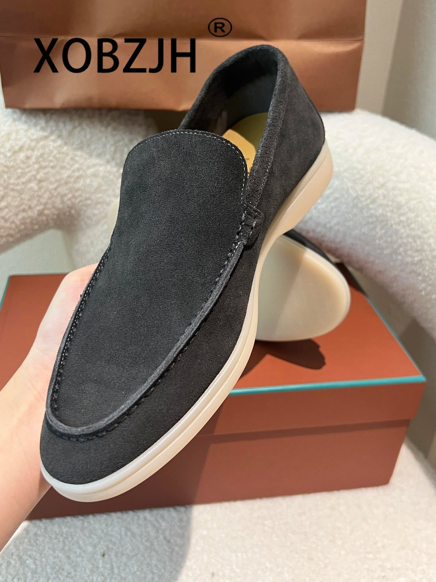 Mocassins plats en cuir suédé pour hommes, chaussures de marche authentiques, paresseux, doux, astronomique, décontracté, livraison gratuite, printemps, automne, nouveau, 2025