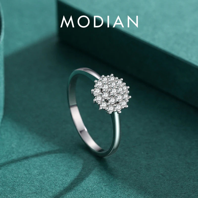 Modian-CZ Platinum Anel de Dedo Banhado Para Mulheres, 925 Sterling Silver, Clássico, Espumante, Simples, Jóias De Casamento, Presente De Aniversário