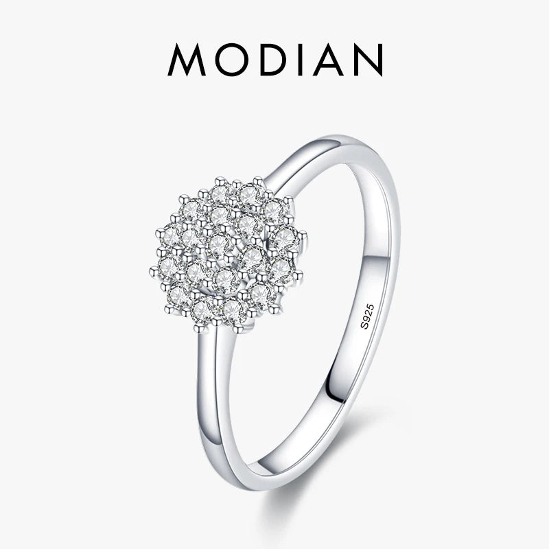 Modian-CZ Platinum Anel de Dedo Banhado Para Mulheres, 925 Sterling Silver, Clássico, Espumante, Simples, Jóias De Casamento, Presente De Aniversário