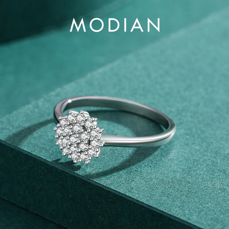 Modian-CZ Platinum Anel de Dedo Banhado Para Mulheres, 925 Sterling Silver, Clássico, Espumante, Simples, Jóias De Casamento, Presente De Aniversário