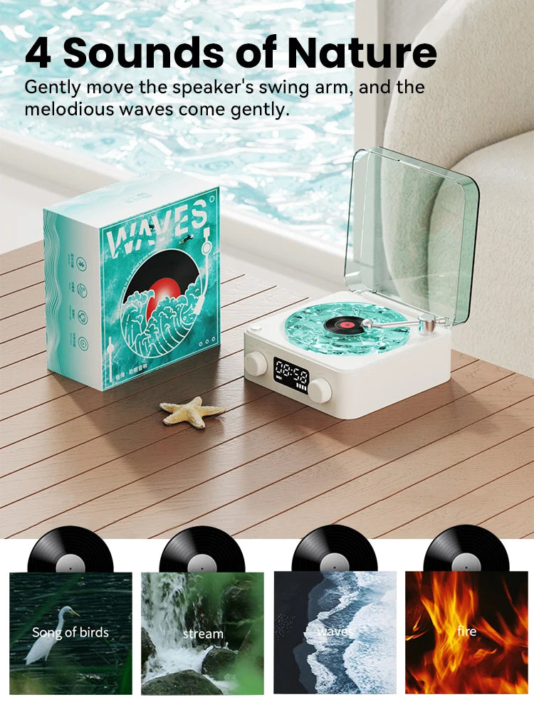 Multi-Function Retro Record Player Styled Natural Sleep Aid Sound Bluetooth Stereo The Waves Vinyl Player Droshipping