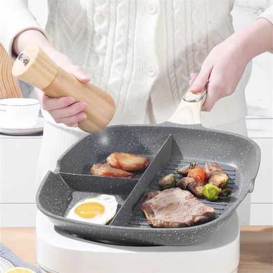 Multi-Purpose Durable Nonstick Omelet Frying Pan 3-in-1 Steak Breakfast Skillets Saucepan Cooking Pots Kitchen Cookware Utensils