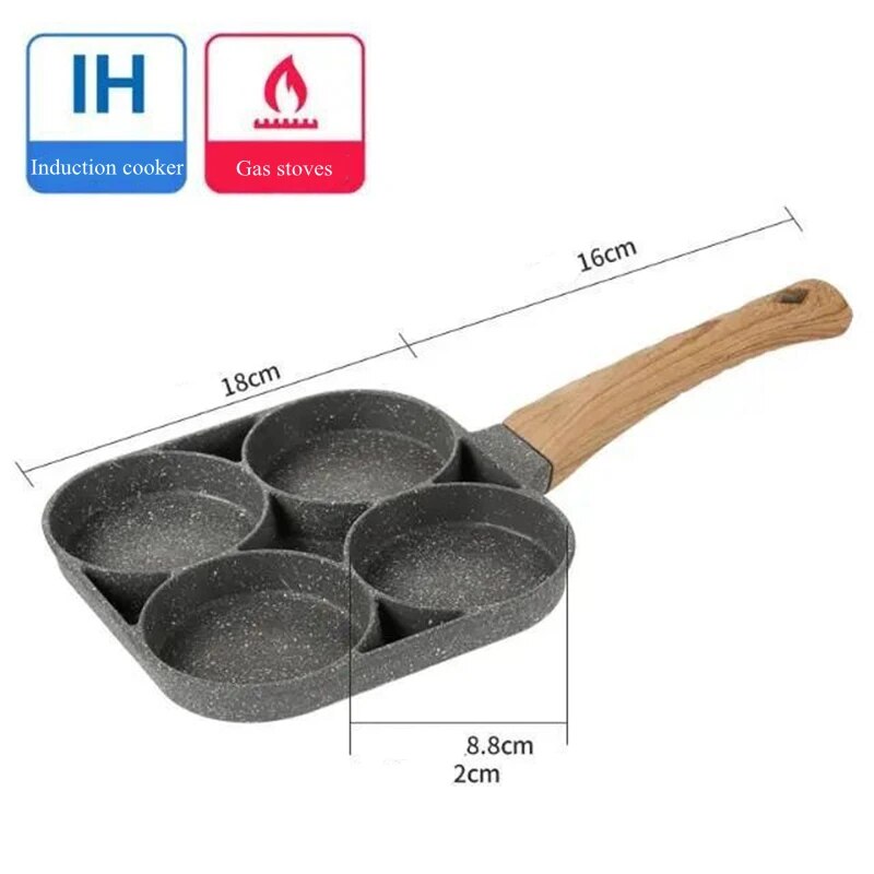 Multi-Purpose Durable Nonstick Omelet Frying Pan 3-in-1 Steak Breakfast Skillets Saucepan Cooking Pots Kitchen Cookware Utensils