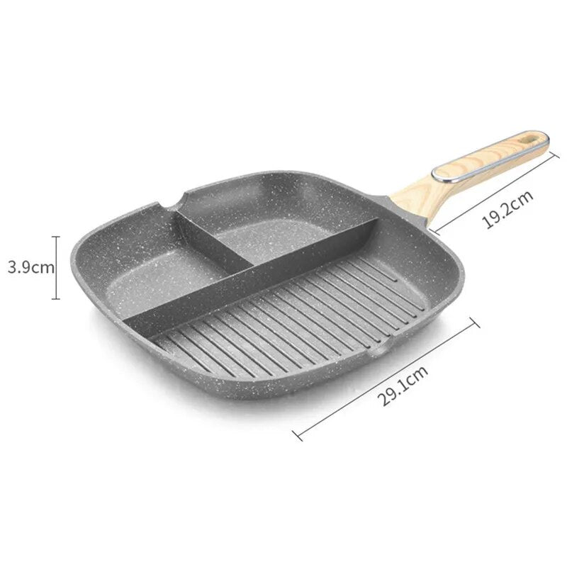 Multi-Purpose Durable Nonstick Omelet Frying Pan 3-in-1 Steak Breakfast Skillets Saucepan Cooking Pots Kitchen Cookware Utensils