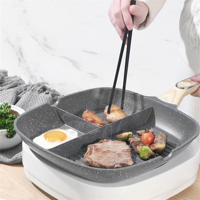 Multi-Purpose Durable Nonstick Omelet Frying Pan 3-in-1 Steak Breakfast Skillets Saucepan Cooking Pots Kitchen Cookware Utensils