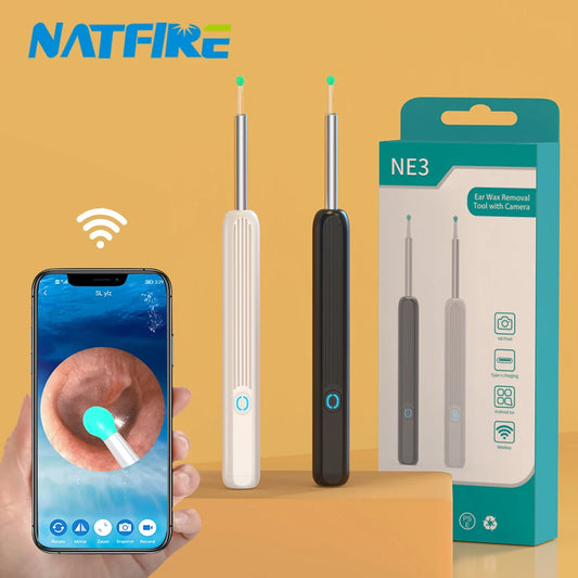 NATFIRE NE3 Ear Cleaner High Precision Ear Wax Removal Tool with Camera LED Light Wireless Otoscope Smart Ear Cleaning Kit