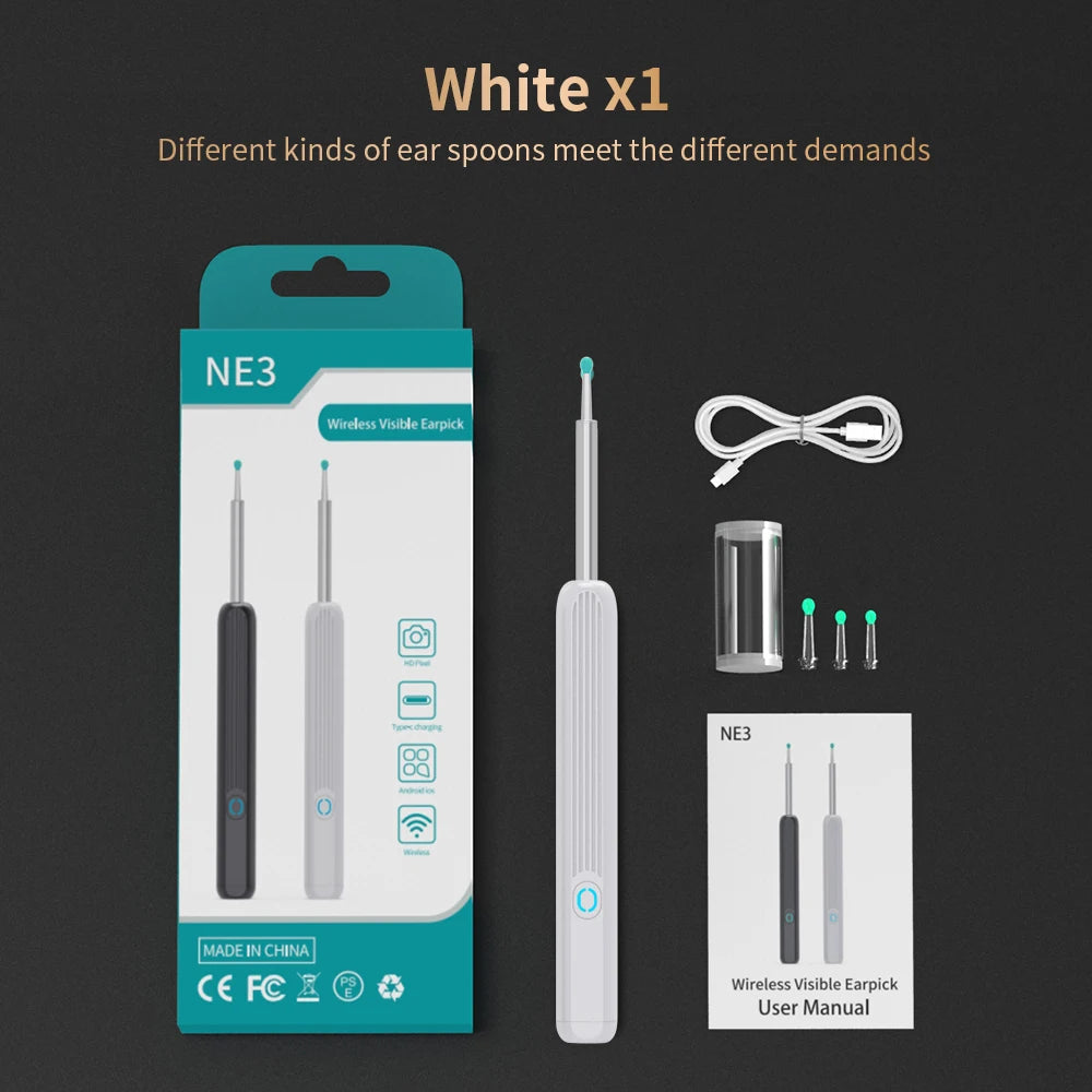 NATFIRE NE3 Ear Cleaner High Precision Ear Wax Removal Tool with Camera LED Light Wireless Otoscope Smart Ear Cleaning Kit