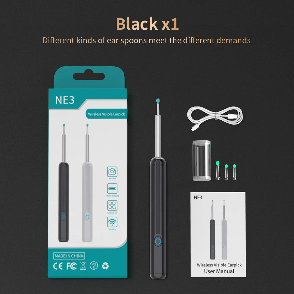 NATFIRE NE3 Ear Cleaner High Precision Ear Wax Removal Tool with Camera LED Light Wireless Otoscope Smart Ear Cleaning Kit