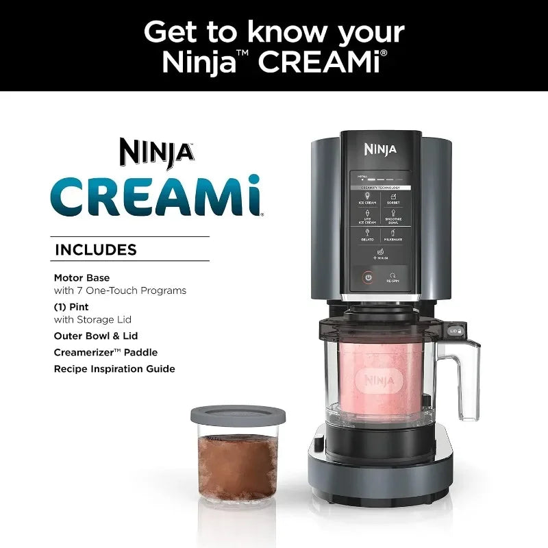 NC299AMZ CREAMi Ice Cream Maker, for Gelato, Mix-ins, Milkshakes, Sorbet, Smoothie Bowls & More, 7 One-Touch Programs