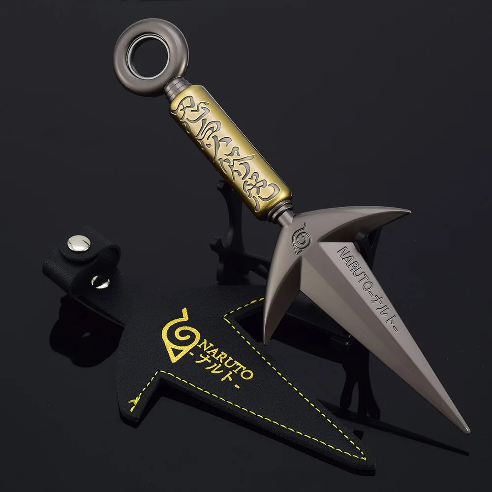 Naruto Anime Peripherals Weapon Model Flying Thor Naruto Kunai Knife Rotate Shuriken Gifts Box Metal Ornaments Gifts Collections