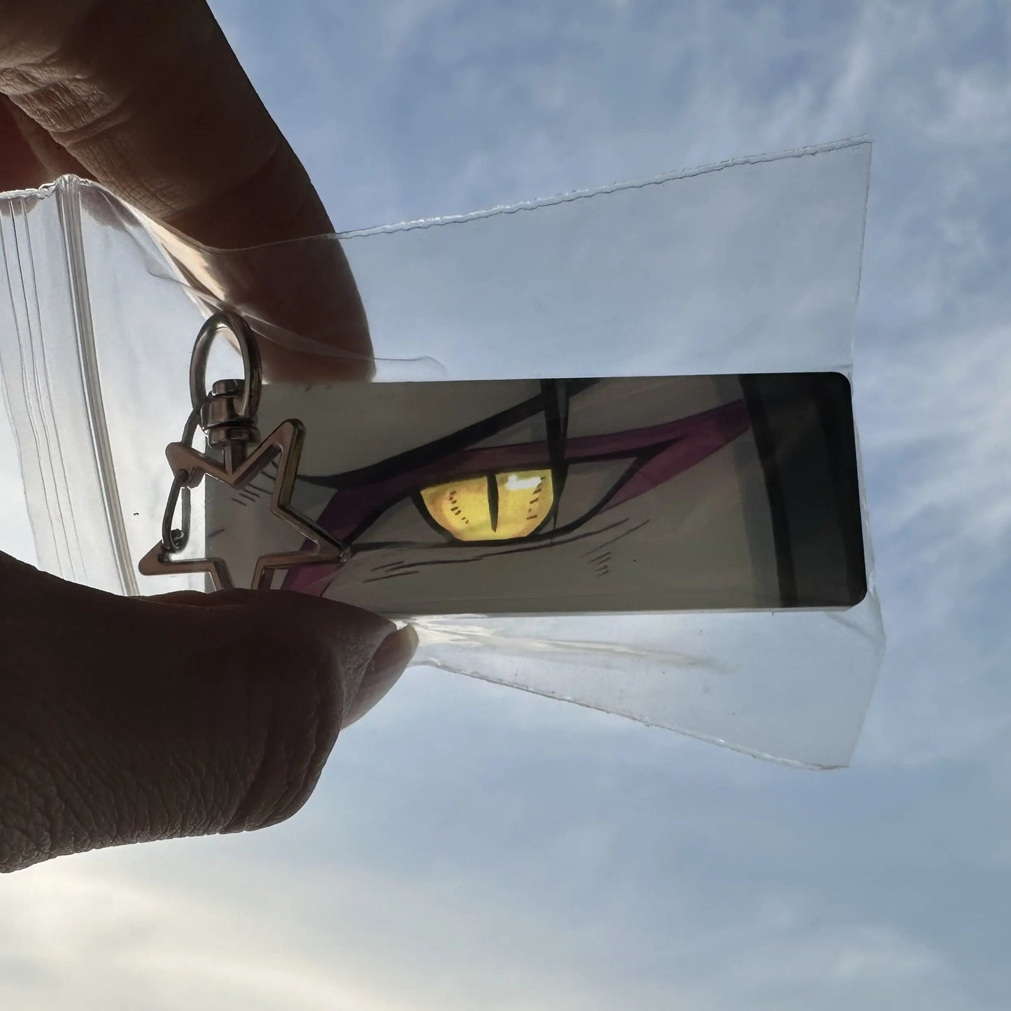 Naruto Schlüssel bund Acryl Sonnenlicht Uchiha Itachi glänzende Augen rechteckige doppelseitige Muster neue Rucksack Anhänger Weihnachts geschenk